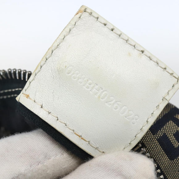 FENDI Zucchino Canvas Tote Bag Navy Silver Auth 168974