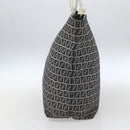 FENDI Zucchino Canvas Tote Bag Navy Silver Auth 168974-4