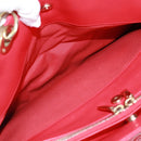 Christian Dior Canage Chain Tote Bag Lamb Skin Red Gold Auth 168978M-17