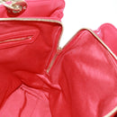 Christian Dior Canage Chain Tote Bag Lamb Skin Red Gold Auth 168978M-21