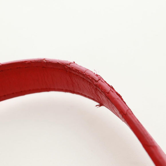 Christian Dior Canage Chain Tote Bag Lamb Skin Red Gold Auth 168978M