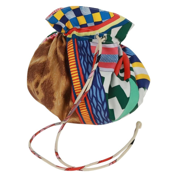 HERMES Petit Ash Pouch Silk Multicolor Auth 168996M