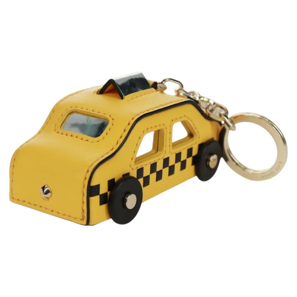 kate spade On a Roll Taxi Key Holder Leather Yellow Gold Auth 169001V