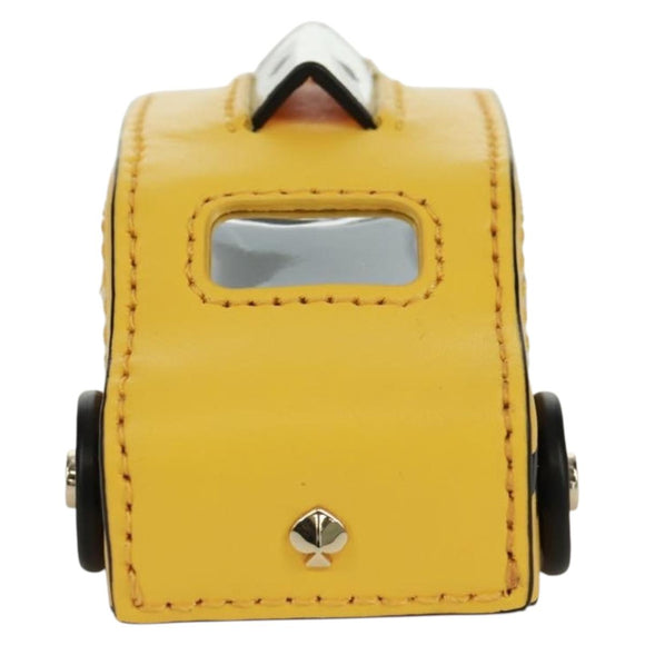kate spade On a Roll Taxi Key Holder Leather Yellow Gold Auth 169001V