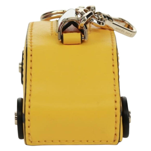 kate spade On a Roll Taxi Key Holder Leather Yellow Gold Auth 169001V