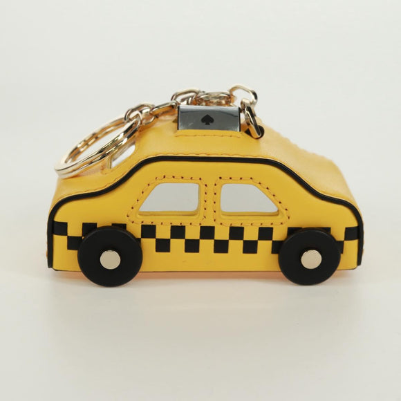 kate spade On a Roll Taxi Key Holder Leather Yellow Gold Auth 169001V