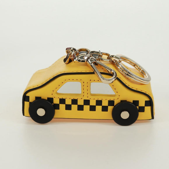 kate spade On a Roll Taxi Key Holder Leather Yellow Gold Auth 169001V