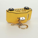 kate spade On a Roll Taxi Key Holder Leather Yellow Gold Auth 169001V-6