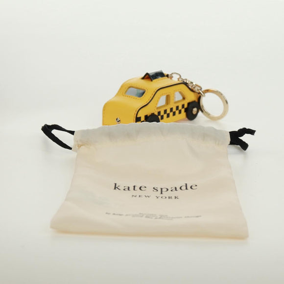 kate spade On a Roll Taxi Key Holder Leather Yellow Gold Auth 169001V