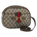GUCCI GG Supreme Web Sherry Line Shoulder Bag PVC Beige Gold Auth 169012-1
