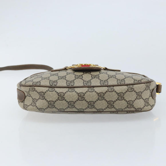 GUCCI GG Supreme Web Sherry Line Shoulder Bag PVC Beige Gold Auth 169012