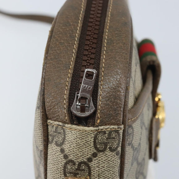 GUCCI GG Supreme Web Sherry Line Shoulder Bag PVC Beige Gold Auth 169012