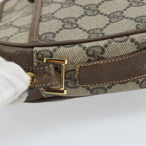 GUCCI GG Supreme Web Sherry Line Shoulder Bag PVC Beige Gold Auth 169012