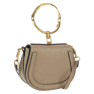 Chloe Nile Hand Bag Leather 2way Beige Gold Auth 169017V