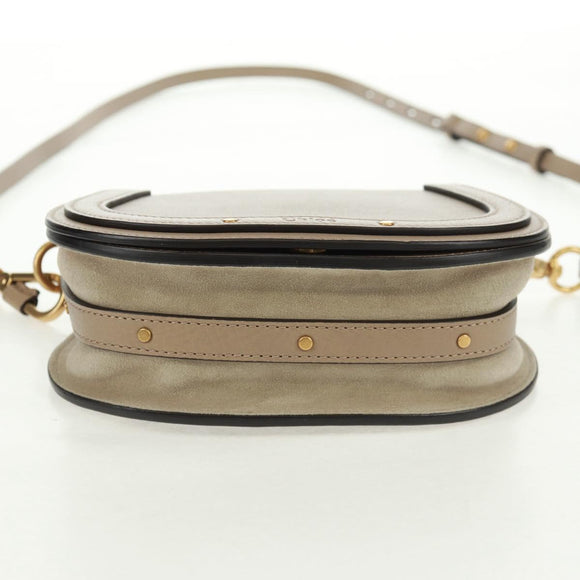 Chloe Nile Hand Bag Leather 2way Beige Gold Auth 169017V