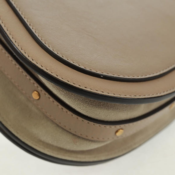 Chloe Nile Hand Bag Leather 2way Beige Gold Auth 169017V