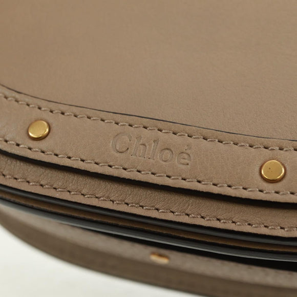 Chloe Nile Hand Bag Leather 2way Beige Gold Auth 169017V