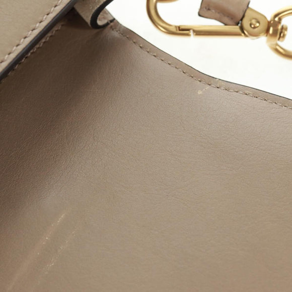 Chloe Nile Hand Bag Leather 2way Beige Gold Auth 169017V