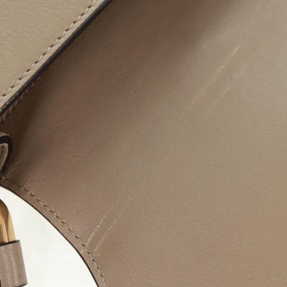 Chloe Nile Hand Bag Leather 2way Beige Gold Auth 169017V