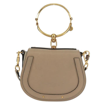 Chloe Nile Hand Bag Leather 2way Beige Gold Auth 169017V - 0