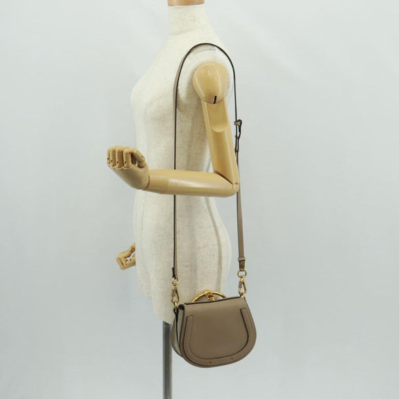 Chloe Nile Hand Bag Leather 2way Beige Gold Auth 169017V