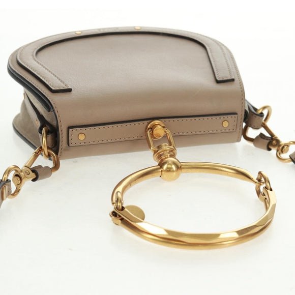 Chloe Nile Hand Bag Leather 2way Beige Gold Auth 169017V