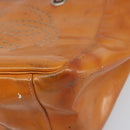 CHANEL Chain Tote Bag Patent leather Orange Silver CC Auth 169018-15