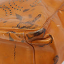 CHANEL Chain Tote Bag Patent leather Orange Silver CC Auth 169018-17