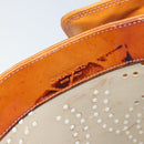 CHANEL Chain Tote Bag Patent leather Orange Silver CC Auth 169018-10