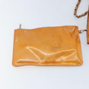CHANEL Chain Tote Bag Patent leather Orange Silver CC Auth 169018-20