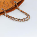 CHANEL Chain Tote Bag Patent leather Orange Silver CC Auth 169018-7