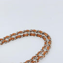 CHANEL Chain Tote Bag Patent leather Orange Silver CC Auth 169018-14