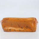 CHANEL Chain Tote Bag Patent leather Orange Silver CC Auth 169018-5