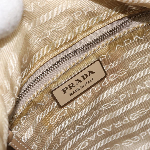 PRADA Shoulder Bag Nylon Beige Silver Auth 169023