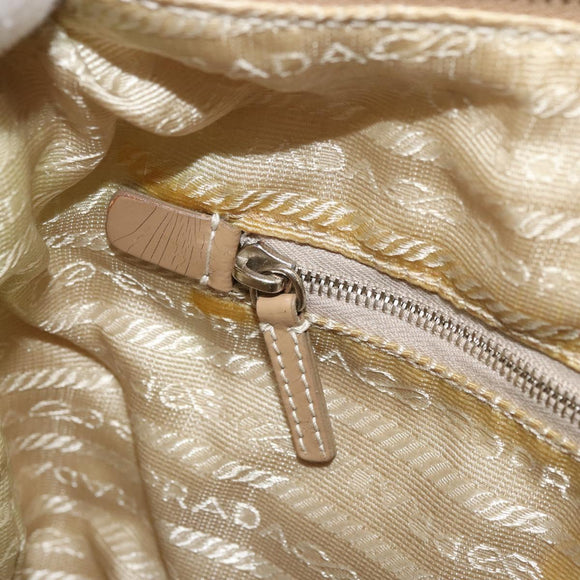 PRADA Shoulder Bag Nylon Beige Silver Auth 169023