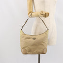PRADA Shoulder Bag Nylon Beige Silver Auth 169023-24