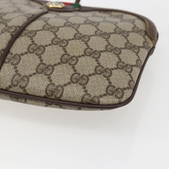 GUCCI GG Supreme Web Sherry Line Bag PVC Beige Gold 904 02 047 Auth 169025