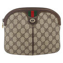 GUCCI GG Supreme Web Sherry Line Bag PVC Beige Gold 904 02 047 Auth 169025-2