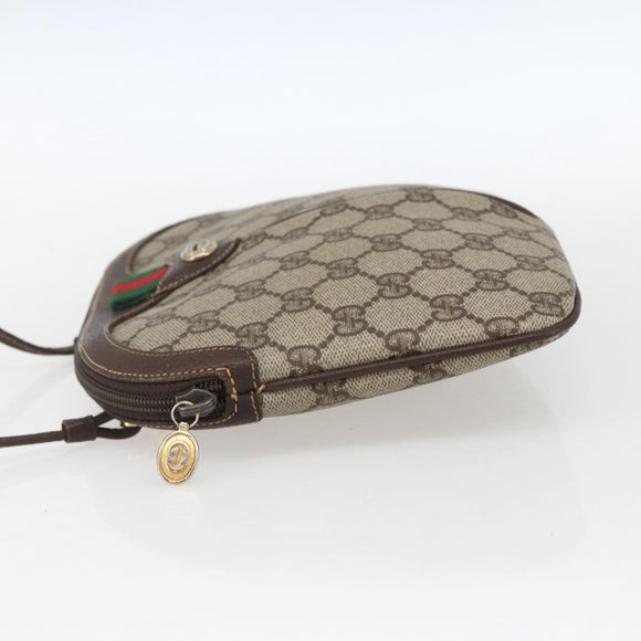 GUCCI GG Supreme Web Sherry Line Bag PVC Beige Gold 904 02 047 Auth 169025