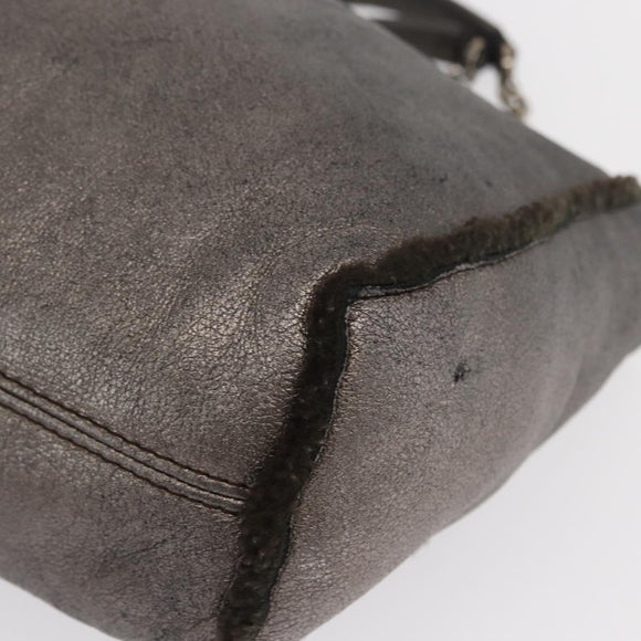 Salvatore Ferragamo Gancini Hand Bag Mouton Gray Auth 169029