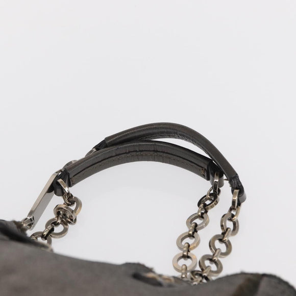 Salvatore Ferragamo Gancini Hand Bag Mouton Gray Auth 169029