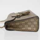 GUCCI GG Canvas Guccissima Chain Horsebit Bag Leather Beige 295402 Auth 169035V-4