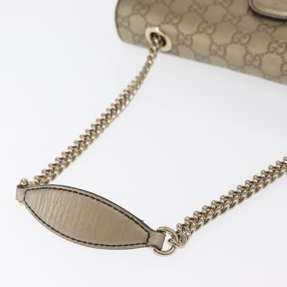 GUCCI GG Canvas Guccissima Chain Horsebit Bag Leather Beige 295402 Auth 169035V