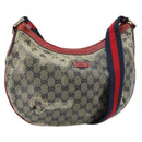 GUCCI GG Crystal Shoulder Bag Coated Canvas Navy Gold 181092 Auth 169036-1