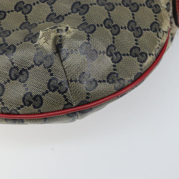 GUCCI GG Crystal Shoulder Bag Coated Canvas Navy Gold 181092 Auth 169036
