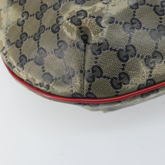 GUCCI GG Crystal Shoulder Bag Coated Canvas Navy Gold 181092 Auth 169036
