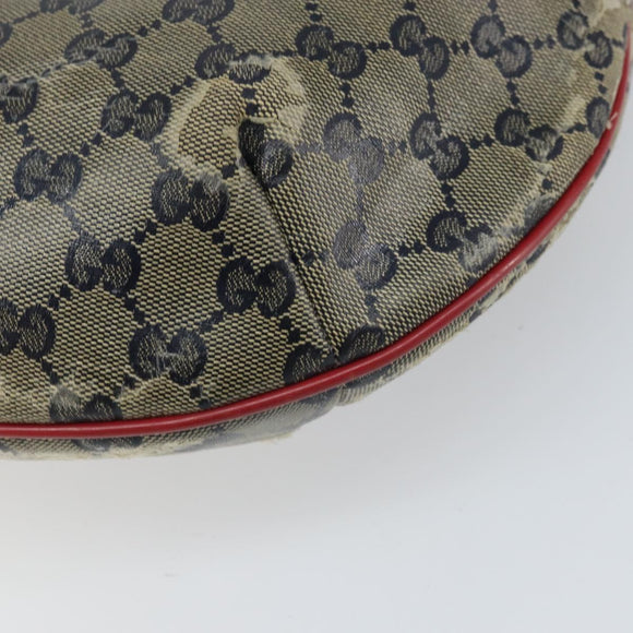 GUCCI GG Crystal Shoulder Bag Coated Canvas Navy Gold 181092 Auth 169036