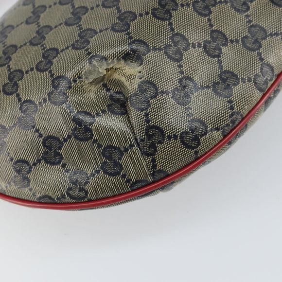 GUCCI GG Crystal Shoulder Bag Coated Canvas Navy Gold 181092 Auth 169036