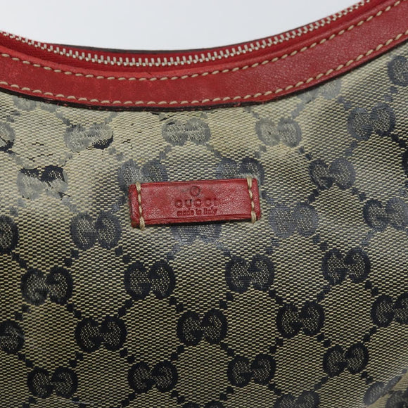 GUCCI GG Crystal Shoulder Bag Coated Canvas Navy Gold 181092 Auth 169036