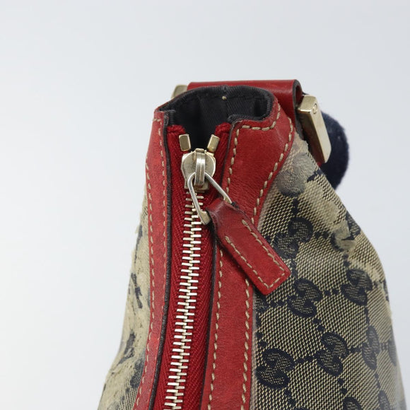 GUCCI GG Crystal Shoulder Bag Coated Canvas Navy Gold 181092 Auth 169036